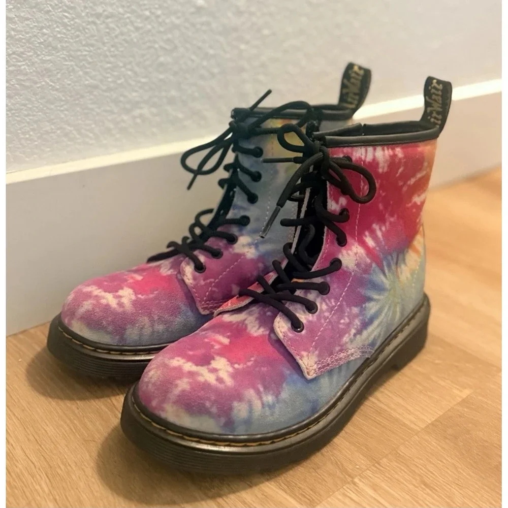 DR. MARTENS 1460 J Tie-Dye Combat Boots Kids US 13 UK 12 EU 31